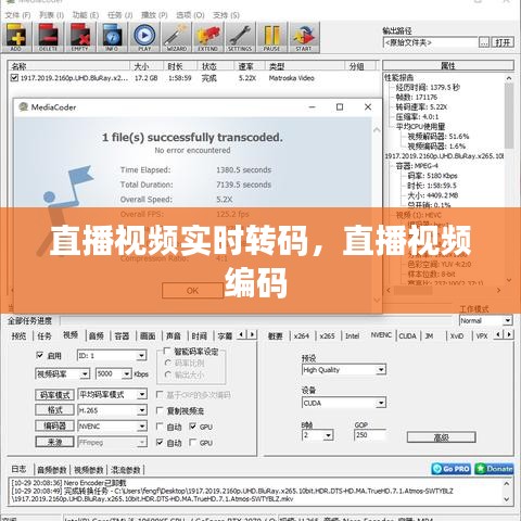 直播視頻實(shí)時(shí)轉(zhuǎn)碼，直播視頻編碼 
